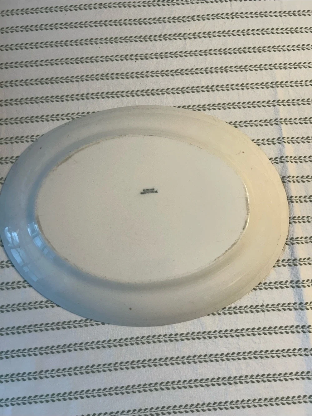 Antique Cook Pottery White Floral Oval Serving Platter with Purple Violets